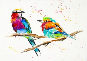 Schwarzes Vögel / Aquarell - Tusche